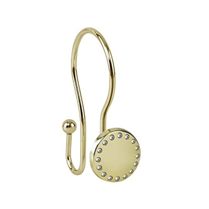 Utopia Alley HK19XX Shower Hooks - Double Shower Curtain Rings for Bathroom - Rust Resistant Shower Curtain Hooks for Shower Curtain or Liner - Shower Curtain Rings with Crystal Design - Set of 12 - color: Gold