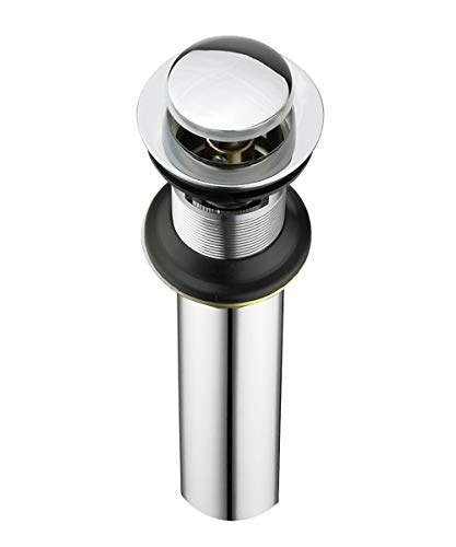 Purelux Bathroom Sink Drain Stopper Faucet Vanity Sink Pop Up Drain Assembly with Overflow, Chrome Finish - color: Chrome, style: With Overflow