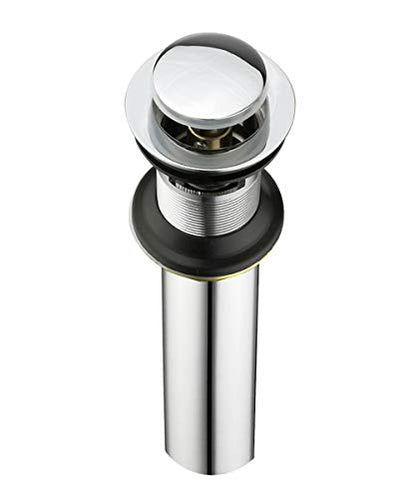Purelux Bathroom Sink Drain Stopper Faucet Vanity Sink Pop Up Drain Assembly with Overflow, Chrome Finish - color: Chrome, style: With Overflow