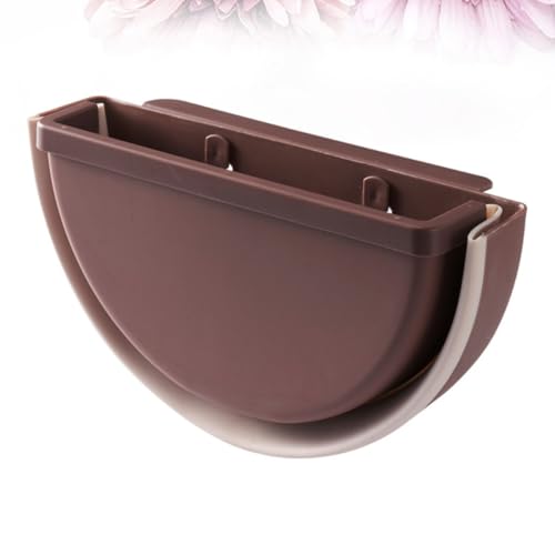 TOYANDONA Foldable Wall Mounted Storage Bin Plastic Hanging Trash Container Coffee Color for Bathroom and Office Use Compact Space-Saving Waste Basket