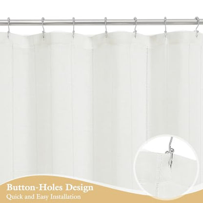 Long Linen Farmhouse Shower Curtain Set with Tassel, Modern Boho French Country Chic Bathroom Shower Curtain Set with PEVA Liner, Cotton Luxury Fabric Shower Curtain 72x78 - White - color: White, size: 72"W x 78"L (Pack of 1)