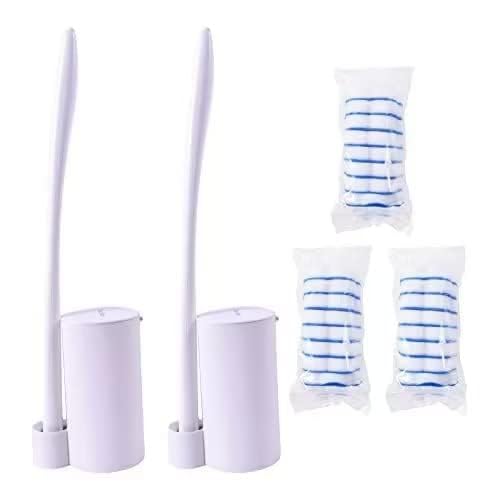 Disposable Toilet Brush Holder Set Toilet Wand (Pack of 2) Toilet Cleaner Scrubber with 24 Refills - size: 2 brushes+24 Refills