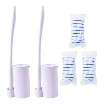 Disposable Toilet Brush Holder Set Toilet Wand (Pack of 2) Toilet Cleaner Scrubber with 24 Refills - size: 2 brushes+24 Refills