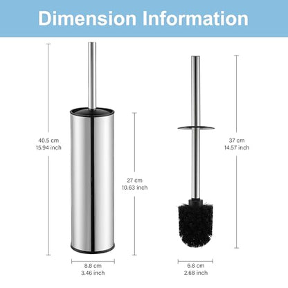 BGL Chrome Toilet Brush and Holder,Stainless Steel Toilet Brushes for Bathroom with Holder - color: Chrome