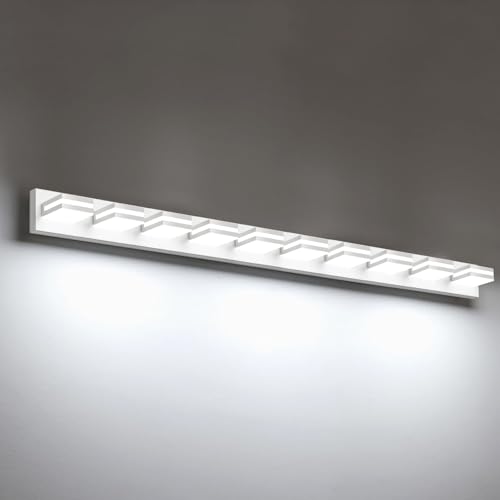 IZORRO LED Modern Bathroom Lights Fixtures(10-Light,Dimmable),Matte White Acrylic Wall Lighting,Vanity Lights for Bathroom Over Mirror - 6000k 53.5In （No Assembly Required） - color: White, size: 10 - Light