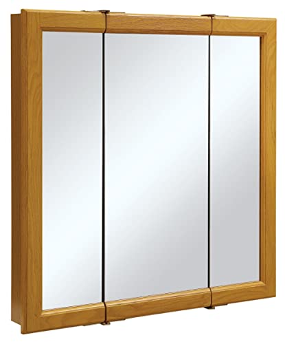 Design House Claremont Tri-View Medicine Cabinet, 30", Honey Oak | Wall Mount, Transitional, Wood, Bath, 545301-HOK - color: Honey Oak, size: 30 in. W x 30 in. H