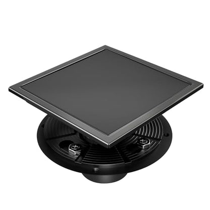 Square Shower Floor Drain with Flange, Shower Drain 6 inch with 2 in 1 Tile-Insert Cover, SUS 304 Stainless Steel, Matte Black - color: Matte Black, size: Ultra flat surface