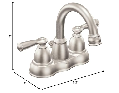 Moen Weylon 84790SRN Spot‑Resist™ Brushed Nickel Two‑Handle High‑Arc Bathroom Faucet – 4″ Centerset, ADA‑Compliant, WaterSense Certified