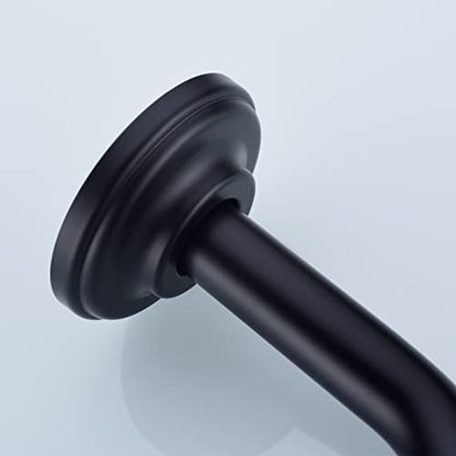 6 Inch Angled Matte Black Shower Arm and Flange Curved Head Pipe | Stainless Steel Wall Mounted, Bathroom Gooseneck Extension Shower Neck - color: Black, style: 6 inch