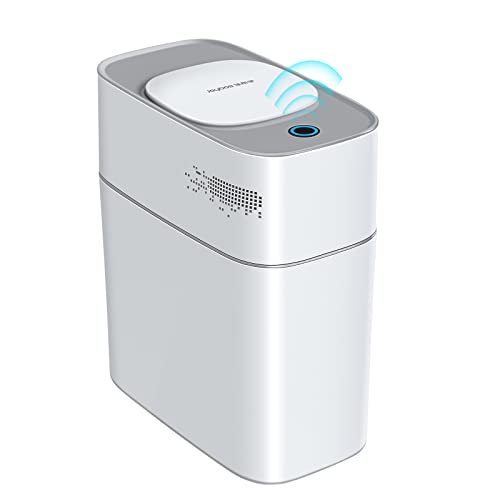 JOYBOS Bathroom Trash Can with Lid Automatic Garbage Can, 3 Gallon Slim Electric Waterproof Narrow Small Garbage Bin,Plastic Trash Bin, 14 L Motion Sensor Rubbish Can for Bedroom Office Toilet