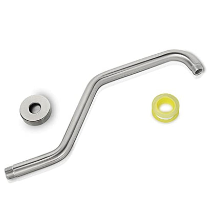 Shower Head Extension Arm,15.5 Inch Shower Arm Extension Replacement,Stainless Steel S Shape Shower Arm with Flange,Brushed Nickel,9Z2MK - color: Brushed Nickel, style: Z Shaped