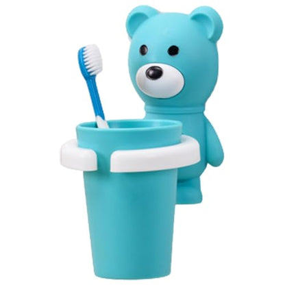 Kids Toothbrush Holder with Cup Set Bear Shaped Cute Toothbrush Holder Wall Mounted Toothbrush Holder Kids Children Home School Bathroom Supplies Gifts