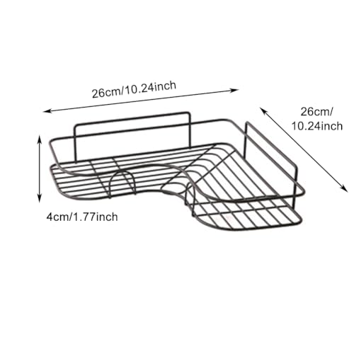 Pilarmuture 1-Shelf Modern Black Iron Corner Shower Caddy, Strong & Durable, No Drill Wall Mounted Shower Shelf for Bathroom, Kitchen, Bedroom, Office