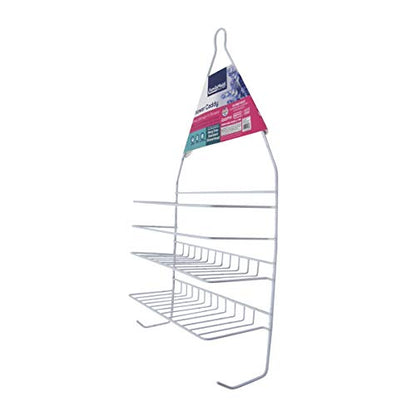 Hanging White Metal Shower Head Caddy Bathroom Storage Wall Mount Bath Organizer Rack