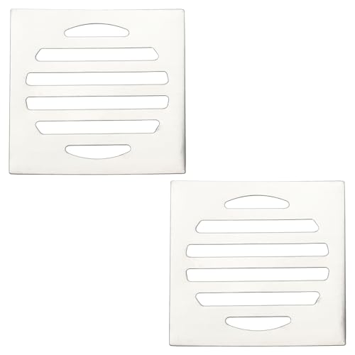 uxcell 2 Pcs Square Floor Drain Cover, Stainless Steel Shower Hair Catcher Drain Grate for Small Lawns, Bathroom Covers, Kitchen Floor Drains, Silver Tone(3 Inches) - size: 3 Inches