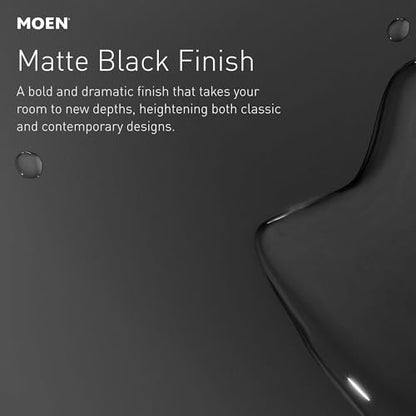 Moen Ronan Matte Black Two-Handle 4 in. Centerset Modern Double Bend Bathroom Faucet with Push-Down Drain, 84025BL - color: Matte Black, style: 2-Handle Centerset