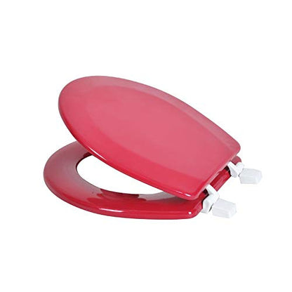 J&V Textiles Round Wooden Toilet Seat With Beveled Edge (Burgundy) - color: Burgundy