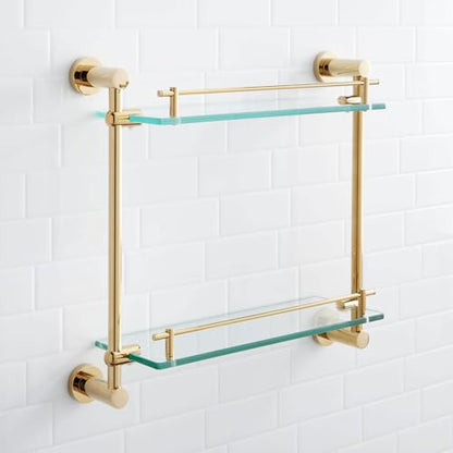 Signature Hardware 296466 Ceeley 17" Two-Tier Glass Shelf - Chrome - color: Chrome