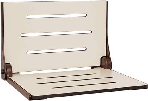 Seachrome Lift-Assist Silhouette High Back Folding Shower, Almond Seat with Bronze Frame - color: Cream Seat With Bronze Frame