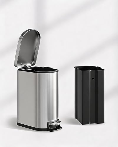 IDEALHOUSE 2.6 Gal/10L Stainless Steel Bathroom Trash Can with Lid, Stainless Steel - color: Silver-10L