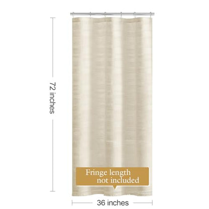 Small Stall Boho Farmhouse Shower Curtain with Tassel, Linen Bohemian French Country Chic Bathroom Shower Curtain Set, Modern Striped Textured Shower Curtain 36x72 - Beige/Cream - color: Beige, size: 36"W x 72"L (Pack of 1)