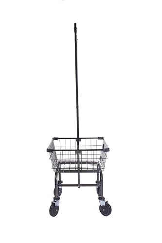 Heavy Duty Uhandle Laundry Cart with 5" Wheel (Charcoal Grey Pole Rack) - color: Charcoal Grey Pole Rack