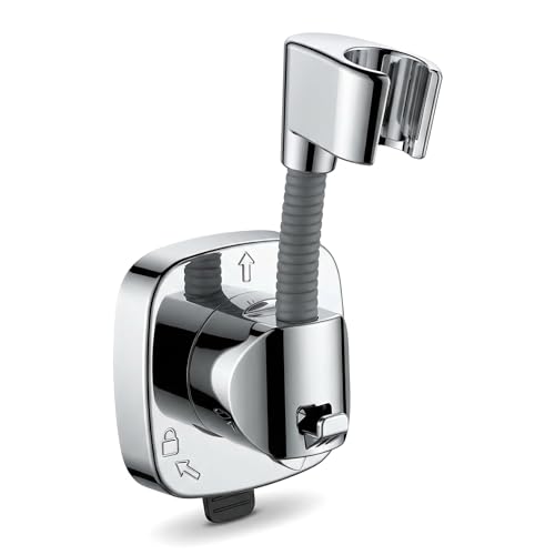 Suction Cup Shower Head Holder with Storage Hook, 360° Adjustable Handheld Shower Wand Holder, No-Drill Locking Mount, Supports Up to 22 lb (10 kg), Rust-Resistant for Bathroom and RV