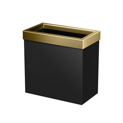 Gatco Small Bathroom Trash Can With Lid, Rectangle 3 Gallon Stainless Steel Wastebasket, Under Sink, Matte Black And Brushed Brass, For Bathroom, Bedroom, Office (1938) - color: Matte Black/Brushed Brass