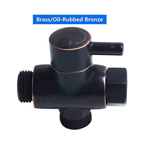 Brass Shower Arm Diverter Valve for Hand Held Showerhead and Fixed Spray Head,G 1/2 3-Way Bathroom Universal Shower System Replacement Part (Oil-Rubbed Bronze) - color: Oil Rubbed Bronze