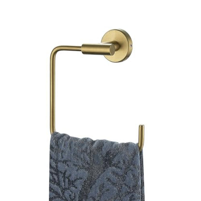 JQK Towel Ring Brushed Gold, Stainless Steel Square Ring Towel Holder for Bathroom, 6 Inch Brushed Gold Wall Mount, TR140-BG - color: Gold