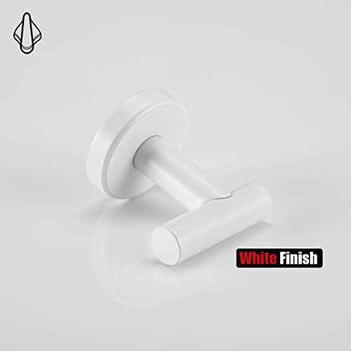 JQK Bathroom Towel Hook White, Coat Robe Clothes Hook for Bathroom Kitchen Garage Wall Mounted (2 Pack), 304 Stainless Steel 0.8mm Thicken, TH100-WH-P2 - color: White, size: 2 Pack