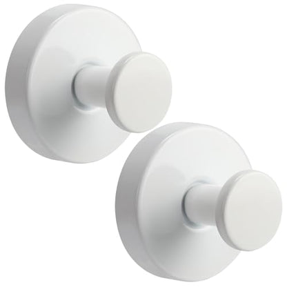 Suction Cup Hooks No Drill Stainless Steel Shower Hooks Towel Hook Heavy Duty on Smooth and Non-Porous Surfaces in Bathrooms Kitchen Bedroom (2, White) - color: White