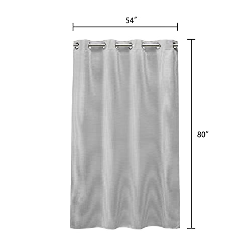 River Dream 54" W Stall Waffle No Hooks Shower Curtain with Snap in Liner,Cotton Blend Fabric Shower Curtain for Bathroom,Hotel Quality,Grey,54Wx80L - color: Grey, size: 54"W x 80"L (Pack of 1)