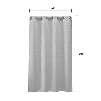 River Dream 54" W Stall Waffle No Hooks Shower Curtain with Snap in Liner,Cotton Blend Fabric Shower Curtain for Bathroom,Hotel Quality,Grey,54Wx80L - color: Grey, size: 54"W x 80"L (Pack of 1)
