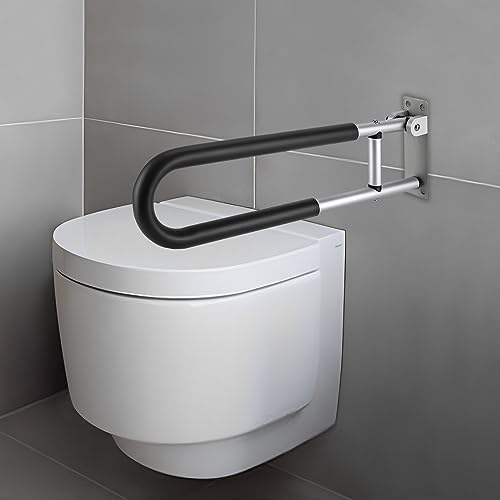 Foldable Toilet Grab Bar 23.6 inch, 120kg Capacity, Wall Mounted Toilet Safety Support for Handicap Elderly Seniors Disabled, Handicap Safety Rail Bathtub Grab Bars Rails