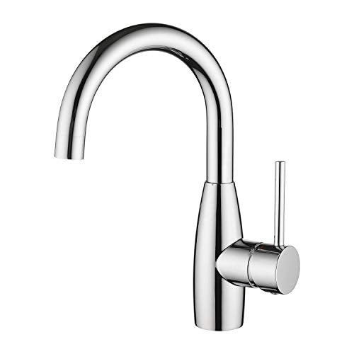 CREA Bar Sink Faucet Bathroom Faucets Single Hole Handle Chrome with Deck Plate Prep Wet Utility Small Mini Faucet for Marine Vessel Outdoor Farmhouse Vanity Lavatory - color: Chrome-1