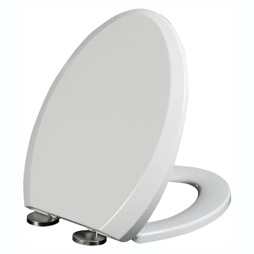 Quick Release Oval Toilet Seat with Cover - Easy Clean Soft Close Toilet Seat with Adjustable Hinges - UF Design - size: 01b