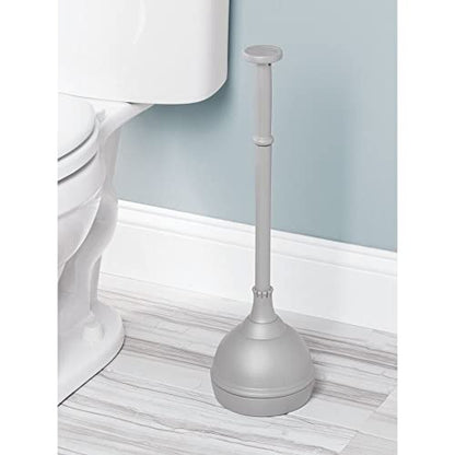 mDesign Hidden Plunger and Brush Set for Toilet Bowl - Modern Toilet Brush and Plunger Set - Brush Cleaner and Plunger Combo with Holder Caddy for Bathroom - Hyde Collection - Set of 2 - Gray - color: Gray