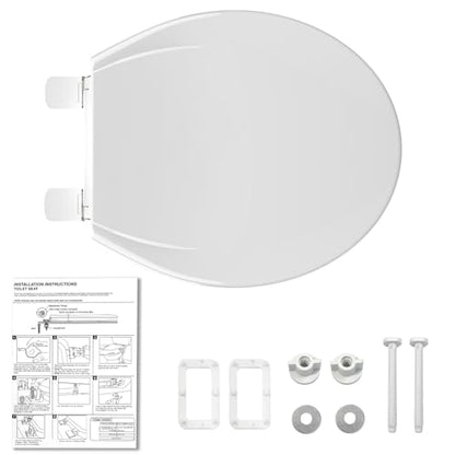 Toilet Seat, Round Toilet Seat with Toddler Seat Built in, Potty Training Toilet Seat Round Fits Both Adult and Child, with Soft Close, Never Loosen, Easy Install and clean - White, Round - color: White, size: Round with Toddler Seat