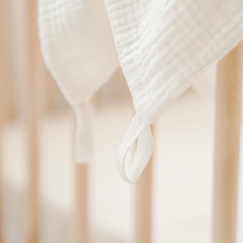 Konssy Baby Muslin Washcloths 7-Pack, 100% Cotton Baby Bath Washcloths, Soft & Absorbent Wash Cloths and Burp Cloths for Newborn Kids Girls & Boys, 11x11 inches - color: White