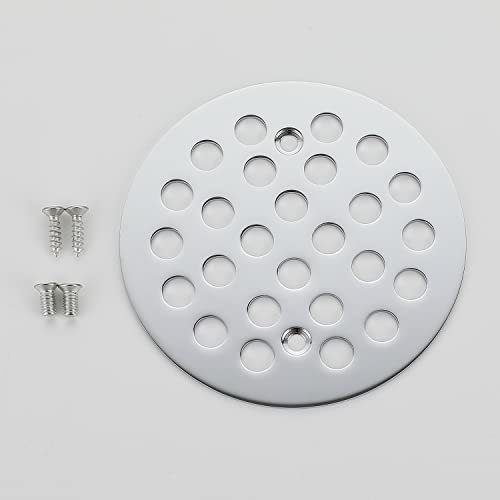 4-1/4 Inch Screw-in Round Shower Drain Cover Replacement Floor Drainer Grate with Screws (Chrome) - color: Chrome