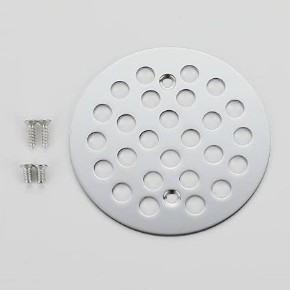 4-1/4 Inch Screw-in Round Shower Drain Cover Replacement Floor Drainer Grate with Screws (Chrome) - color: Chrome
