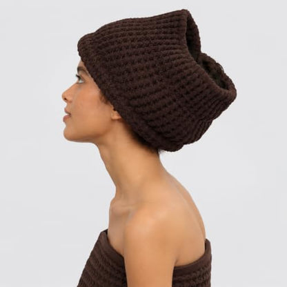Luxury Organic Japanese Cotton Waffle Spa Headband for Women | Adjustable Towel Headband with Magic Tape | Makeup, Face Washing, Facial, Cosmetic & Skincare, Gift for Her Self-Care (Dark Cocoa) - color: Dark Cocoa, style: Headband (Extra Wide)
