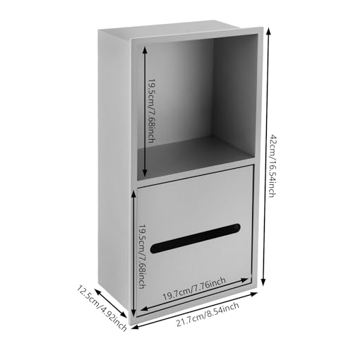 2 Tier Bathroom Wall Niche, Toilet Paper Holder with Shelf, Recessed Stainless Steel Organizer for Bathrooms, Living Rooms, Bedrooms, 8.54x4.92x16.54in (Silver) - color: Silver