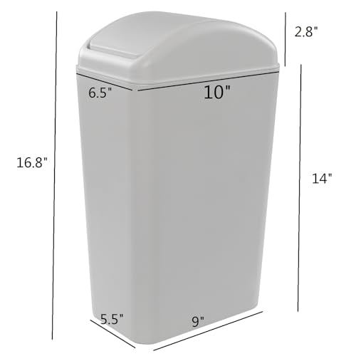Obstnny 14 L / 3.5 Gallon Slim Plastic Trash Can for Narrow Spaces at Bathroom or Office, Bedroom, R
