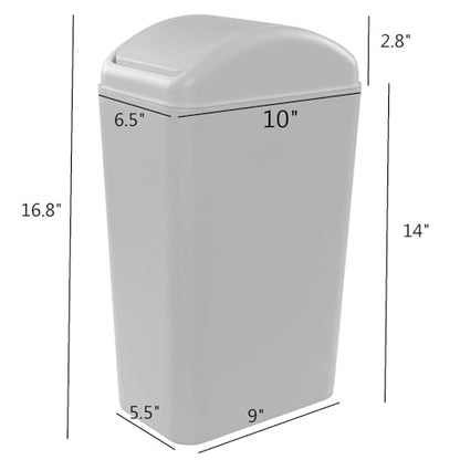 Obstnny 14 L / 3.5 Gallon Slim Plastic Trash Can for Narrow Spaces at Bathroom or Office, Bedroom, R