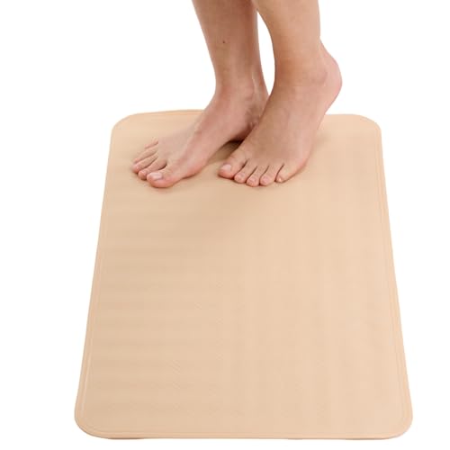 ENKOSI Bath Mat for Bathtub and Shower Floors - Non Slip Shower Mat – Anti Slip Tub tub Mat with Strong Suction Cup Grip – Soft, Beige Bathroom Mat for Inside Baths and Showers (28x16 Beige) - color: Beige