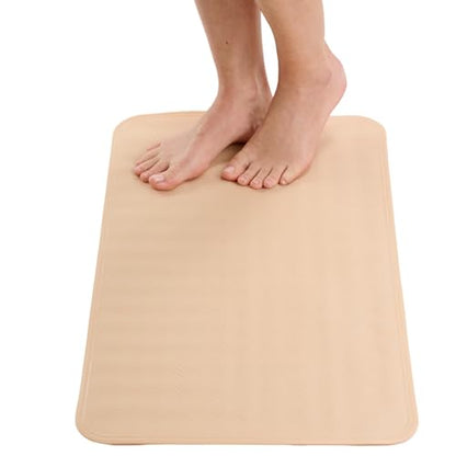 ENKOSI Bath Mat for Bathtub and Shower Floors - Non Slip Shower Mat – Anti Slip Tub tub Mat with Strong Suction Cup Grip – Soft, Beige Bathroom Mat for Inside Baths and Showers (28x16 Beige) - color: Beige