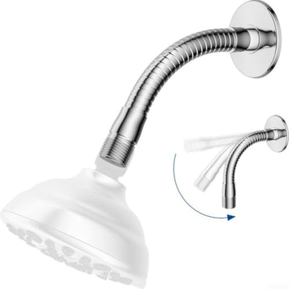 Adjustable Shower Arm Extension Stainless Steel Swivel Adapter for Rain Head - Chrome Finish 1/2 Inch IPS Thread Bathroom Upgrade
