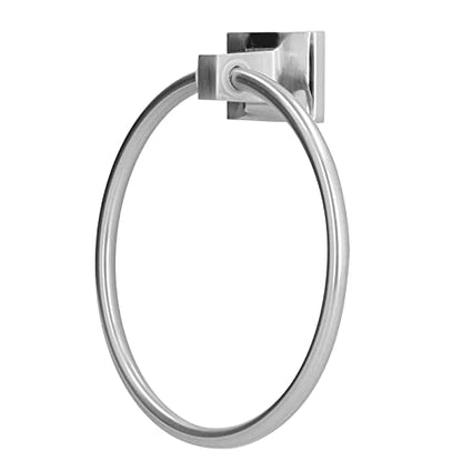 Generic Towel Ring Towel Holder Rack Wall Mounted Heavy Duty Zinc Alloy Stainless Steel Bathroom Hanger with Square Base for Home Bathroom